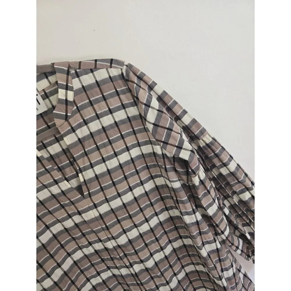 Just Female Anthropologie Midi Soon Plaid Taupe Organic Cotton Dress 36 Small S - Picture 3 of 12